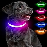 Ezierfy 犬 光る首輪 5V 防水 LED 犬用首輪 充電式 200mAh 調節可能 暗闇でマルチカラー 11つのライトモード付き 小型犬、中型犬、大型犬用 夜間の散歩に (M)