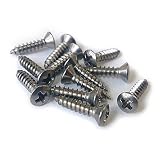 YJB PARTS #10017 インチ規格 ピックガード用ネジ フェンダータイプ 12本入り (ステンレス)