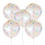 Jumbo Confetti Balloons |36インチ| 5パッククリアラテックスballoons|マルチカラーカラフルな紙吹雪|誕生日、結婚式、提案、ベビーシャワーパーティー装飾