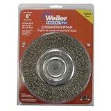 Weiler Vortec Pro Medium Face Wire Wheel Brush, Round Hole, Carbon Steel, Crimped Wire, 6' Diameter,