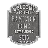 Personalized Welcome to Our Houseカスタムインドア/アウトドアアルミ壁プラーク – ピューター/シルバー