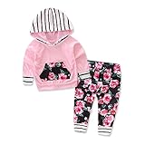 Tovadoo 子供服 女の子 パーカー＋ズボン 二点セット ローズ柄 ストライプ 長袖 秋冬 キュート ファッション パーティー 旅行 保育園