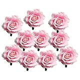 MagiDeal 10ピースハンドメイド大きな人工シルクローズつぼみ花ヘッドDIYスクラップブック花Kissボールウェディングデコレーション ピンク 96a9f7d25dad40c62f34a7298
