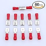 glarks 60個22 – 16ゲージメス/オスセミ絶縁スペード電気Insulatedクイックスプライスクリンプ端子コネクタ