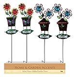Alpine kab455 a Solar Welcome sign Flower Garden Stake