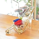 [florence du]プリザーブドフラワー 3輪バラハイヒールアレンジメント レッド＆ブルー ガラスの靴　花 ギフト フラワーギフト 結婚 誕生日 プレゼント 記念日 お祝い クリスマス プレゼン