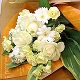 フラワーギフト バラと季節のお花を使用した花束 カラー：ホワイト×グリーン