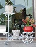 CHAOXIANG フラワーポットシェルフアイロン自転車植木鉢シェルフヨーロピアンスタイルシンプルリビングルームバルコニー屋外着陸植物シェルフ (色 : 白, サイズ さいず : 75cm*27cm*