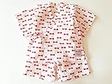 bebe couture(ベベクチュールベビー用品専門店)日本製ベビー甚平赤のリボン柄80ｃｍコットン100％