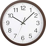 アイリスプラザ 掛け時計 壁掛け 静音 ブラウン 直径30cm/非電波 文字盤あり チクタク音がしないスイートムーブメント 滑らかに秒針が動く 軽量680g 薄型厚み4.5cm アナログ 単三電池1本で動く ナチュラルな質感 一人暮らし シンプルデザイン メーカー保証1年付き PWCR-30-T