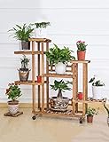 フラワースタンド モバイルソリッドウッド防腐花鉢シェルフアセンブリフラワーラック多肉植物植物ポットホルダーフラワースタンドバルコニーリビングルーム ( 色 : 木の色 , 三 : A )