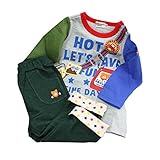 ミキハウスホットビスケッツ (mikihouse hotbiscuits) Tシャツ＋パンツ２点セット (90cm・マルチ×グリーン)