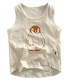 Plus Nao(プラスナオ) タンクトップ ノースリーブカットソー ランニング トップス 子供服 ボーダー柄 ペンギンプリント 夏 可愛い 男児 女 100 イエロー