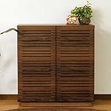 キャビネット サイドボード 幅80cm 完成品 木製 (ウォールナット)