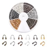 PH PandaHall 約900個/箱 ユー字 金具 U字 エンドパーツ 留め 金具 ビーズ パーツ 手芸材料 基本 素材 DIY用 混合6色 5x4x1mm