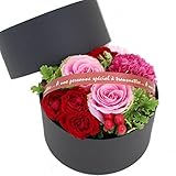 パラボッセ フラワーボックス アレンジ ピンク 約φ15×H12cm ( パラボックス 丸型ボックス ピンク・レッド系 )