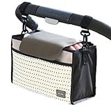 Meilleur reve ベビーカー ドリンク ホルダー ネット バッグ 多機能 小物入れ 収納 ポケット ポーチ オムツ (02: ブラック)