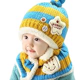 （ワイボーイジャパン）Wiboyjp　 ニット帽 　ベビー 　帽子　キッズ 　赤ちゃん 子供 用　かわいい　ニットキャップ キャップ　マフラー　2点セット　5色　選べる