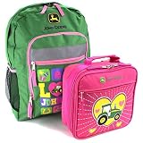 John Deere 16 inch Backpack and Lunch Box Set (Peace Love Pink) [並行輸入品]