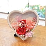 [florence du]プリザーブドフラワー 赤、ピンクバラ ハートスタンドアレンジメント 専用クリアケース付 結婚記念日 誕生日 祝い フラワーギフト 花ギフト プレゼント