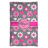 aBaby Personalized Heart Flower Fleece Blanket, Hot Pink, Name Abigail [並行輸入品]