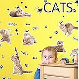 （ブルック&セリーヌ）Brooke & Celine ウォールペーパー 壁飾り 多くの猫 ウォールシール ベッドルーム 剥がせる 壁紙 居間 子供部屋壁飾り