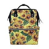 ママバッグ　マザーズバッグ　リュックサック　ハンドバッグ　旅行用 向日葵柄 ファション