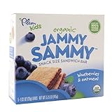 Plum Kids Organic Jammy Sammy Snack Size Sandwich Bar, Blueberry & Oatmeal 5.15 Oz (145 G) Pack of 2