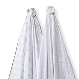 SwaddleDesigns SwaddleDuo, Set of 2 Swaddling Blankets, Cotton Muslin + Premium Cotton Flannel, Ster