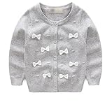 MissとMr ベビー服 女児 女の子 カーディガン 上着 ニット セーター 通学 習い事 お祝い ギフト 上品 カーディガン ニット冷房対策 お出かけ 秋冬 子供服 (105cm, グレー)