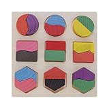 キッズ教育おもちゃ　木製ボード　ジオメトリマッチングプレート　脳ティーザーパズルおもちゃ　分解ボード