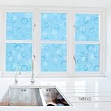 Generic 3D PVC blue bubble pattern antistatic film to the glass living room bedroom bathroom window 