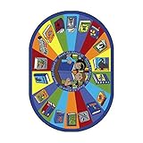 Joy Carpets Kid Essentials Language & Literacy Oval Read All About It Rug Multicolored 5'4 x 7'8 [並行