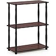 FURINO 18029DC/BK Open Shelf Rack, Multi-purpose Shelf, Classic Tube Specifications, 3 Tiers, Turn-N-Tube, W 23.6 x D 11.4 x H 29.5 inches (59.9 x 29.0 x 74.9 cm), Color: Dark Cherry/Black