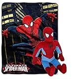 Marvel Ultimate Spider-man Throw Blanket and Character Pillow Toy Set - Kids [並行輸入品]