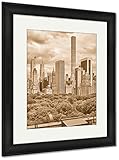 AshleyフレームプリントNew York City Skyline with Stormy Clouds Usa、壁アートホーム装飾、ag6470893 35x30 Black Frame 647