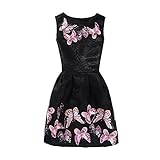 Liebeye 女の子ドレス スタイリッシュ 蝶パターン ノースリーブ ミディアムスタイル スカート ギフト 黒 160cm