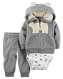 カーターズ ロンパース carter's 男の子用グレーふわふわクマ耳フード付きフリースジャケットお出かけ用上下3点セット (9months(67-72cm)) [並行輸入品]