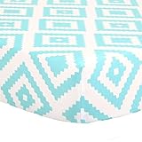 Teal Blue Diamond Tile Print 100% Cotton Fitted Crib Sheet by The Peanut Shell by The Peanut Shell