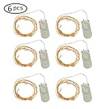Luxebell LED Indoor String Light,20 LEDS 6.6 Feets Waterproof Cooper Lights,CR2032 Battery,Warm Whit