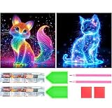 Amyaker ダイヤモンドアート キット 四角いビーズ 全面 2個セット 日本語キャンバス ダイアモンドビーズ絵画キット DIY 手作り絵画 モザイクアート 5D モザイクアート ダイヤモンド塗装 全面貼り付けタイプ 30x30cm 親子カメ