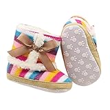 【SEBLES】ベビシューズ ベビー靴 ウール ハーフ ブーツ リボン 可愛い お洒落 赤ちゃん 幼児 11cm 12cm 13cm(レインボー,13cm)