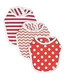 Bibs Red Chevron & Polka Dot three-pieceよだれかけセットコットンBaby Bibs 3 diffrent Prints