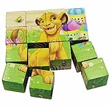 KINGSEVEN Wooden Cube Pattern Blocks Animal Jigsaw Puzzles Toddler Toys(16 pcs) [並行輸入品]