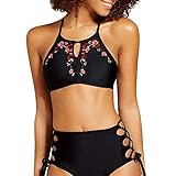 水着 レディース タンキニ 上下 2点セット ビキニ セクシー 水着 上品 欧米風 女子の魅力を演出 おしゃれ 海辺 プール スクール水着 記念写真 (L, ブラック)