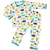 ボーイズキッズパジャマ[enfant pur]男の子|男児|子供用動物柄長袖パジャマ上下セット 120cm エメラルドグリーン