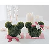 【Disney】ディズニー　ペアフェイクグリーン苔玉　ミッキー＆ミニー　ピンク