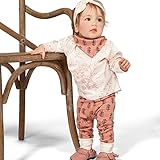 ベビー　フラワー+　シャツ+　ロングパンツ+　ヘッドバンド+　涎掛け　上下四点　秋冬服　ピンクセット (90, ピンク)