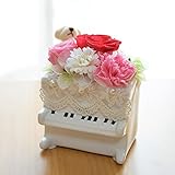 プリザーブドフラワー かわいいくまさん付 ミニピアノ陶器 バラ、カーネーションアレンジメント ギフト プレゼント