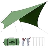 Soomloomペンタタープ 3.8x3.9m 焚き火可 ポリコットンTC ファイアプレイス 遮熱性/耐火性/耐水性優れ サンシェード アウトドア アミーグリーン